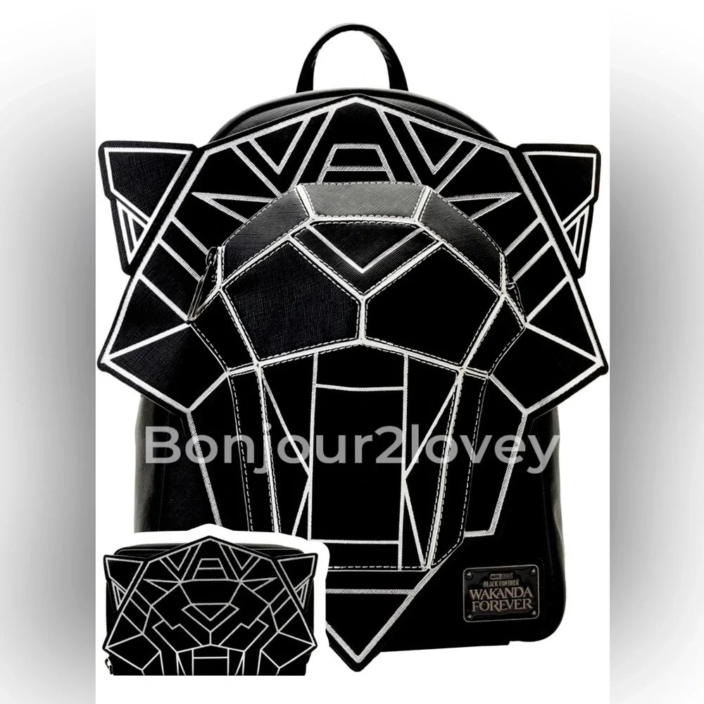 2pc Loungefly Black Panther-Wakanda Forever Mini Backpack 3 dimensional design